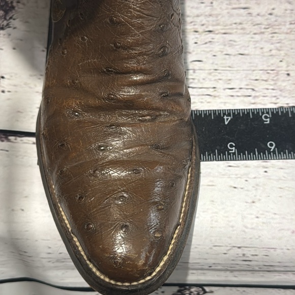 Vintage Cat's Paw Neoprene Ostrich Mens Leather Western Cowboy Boots - Picture 15 of 15